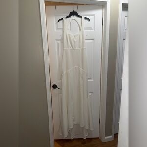 Elegant Cream Halter Maxi Dress